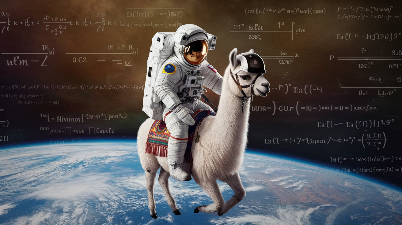 llama in space with math background